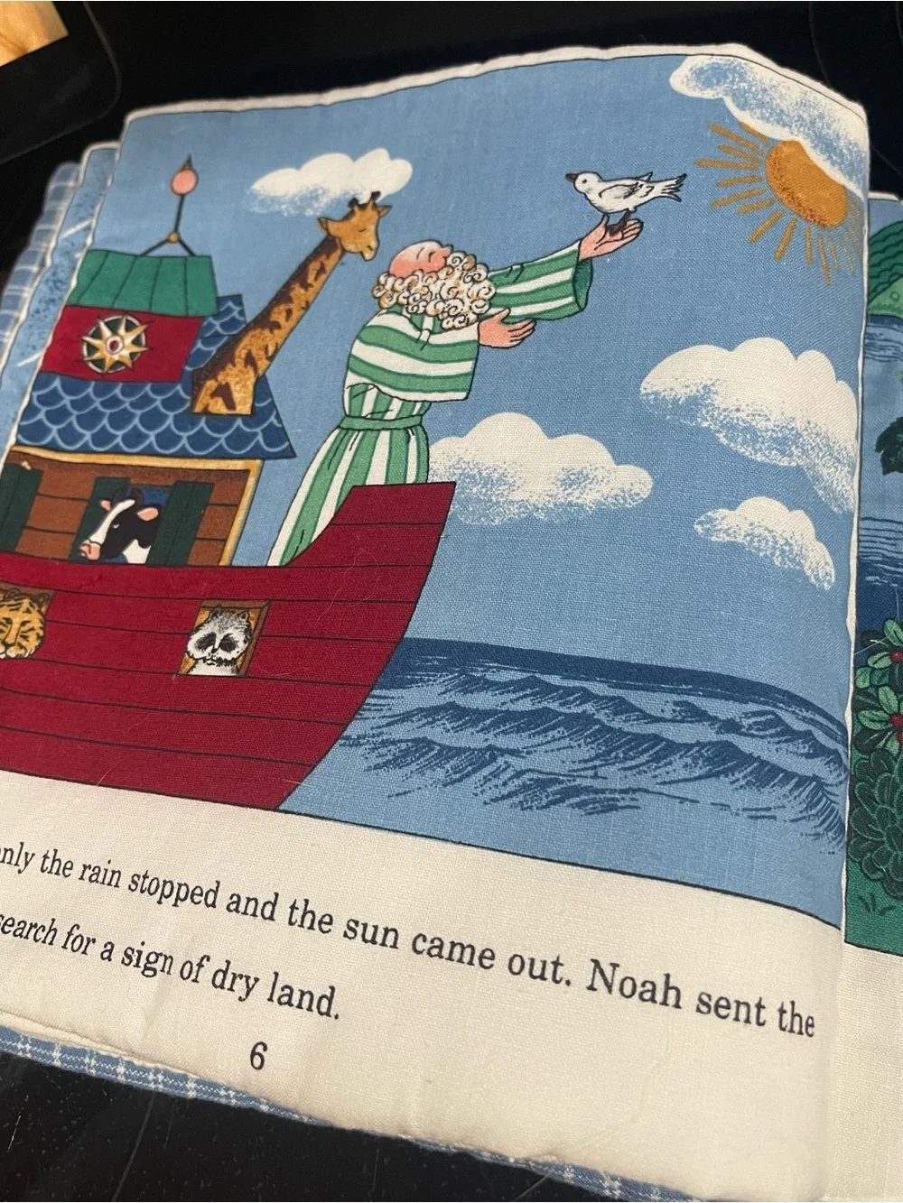 Vintage Kids Toddler Noah's Ark Soft Book Fabric Bible Christmas Gift Present